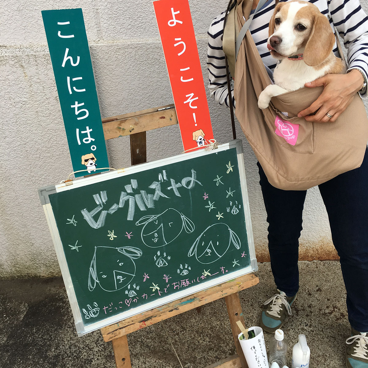 立て看板と花豆